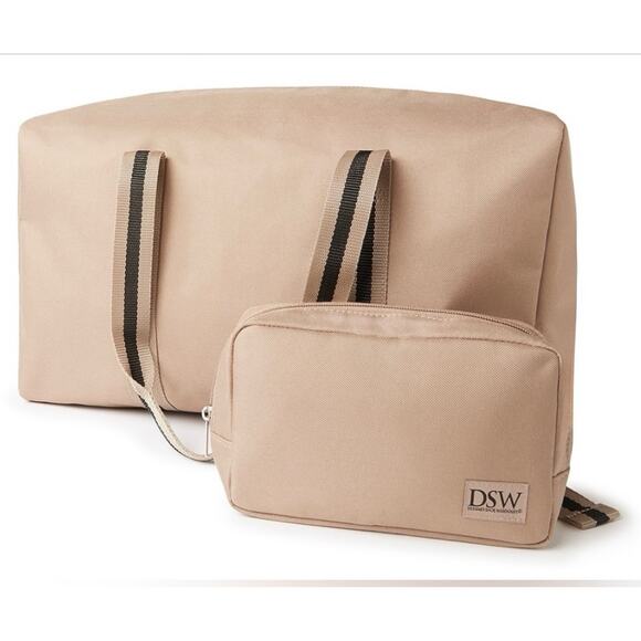 DSW Exclusive Weekender and Sling Bag 2 Piece Set Taupe and Black NEW - Picture 1 of 9